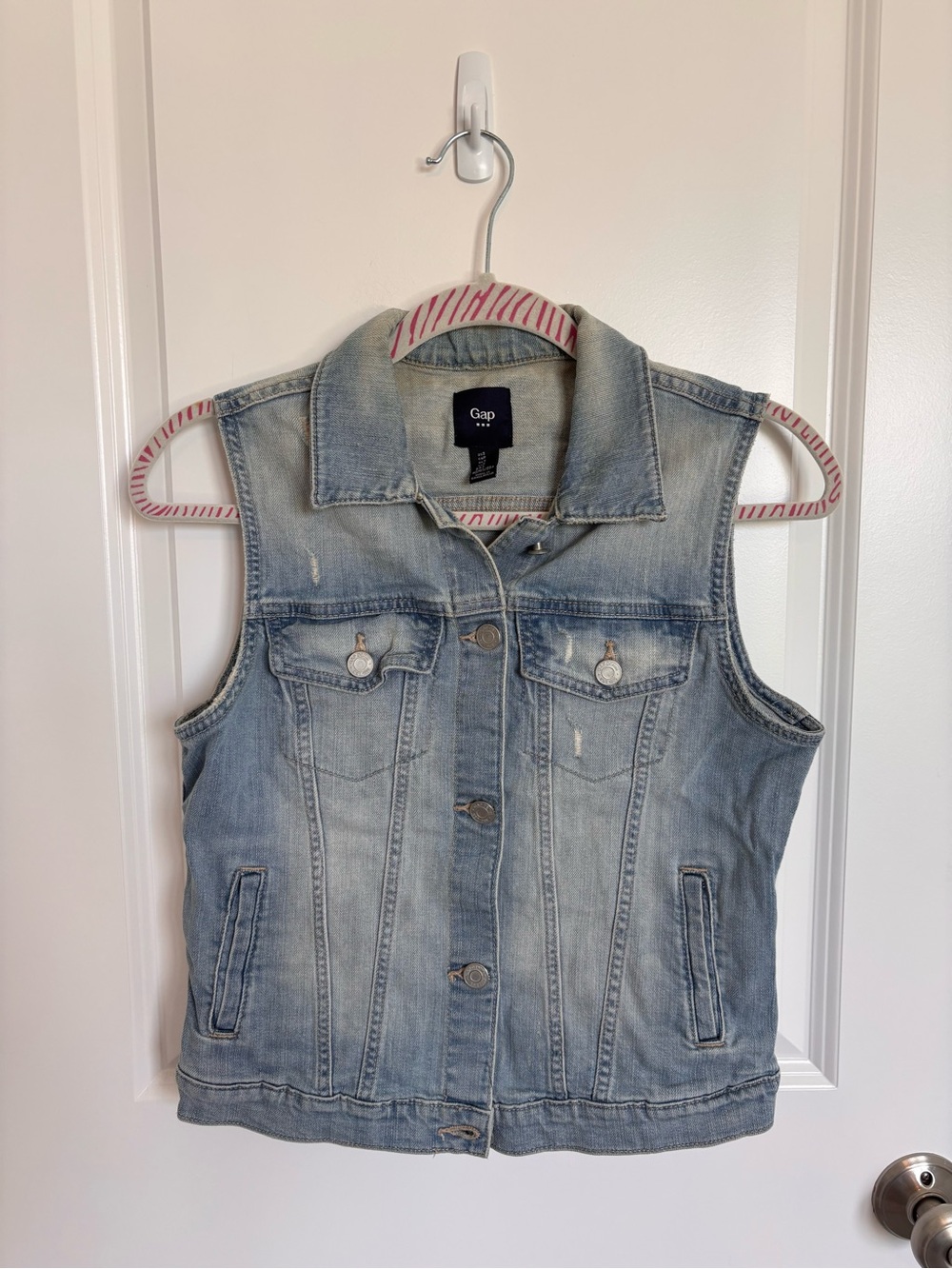 Gap Light Wash Denim Vest Light Blue